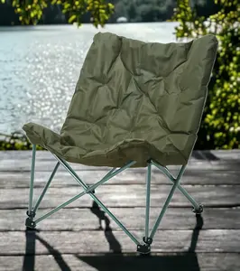 URBNLIVING 90cm Height Padded Portable Lightweight Folding Oversized Camping Chair & Bag Shoulder Strap Green