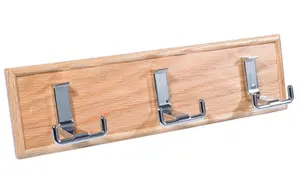 Chrome effect Oak Raised edge 3 Hook rail, (L)420mm (H)15mm