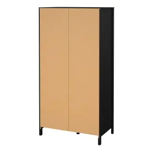 Madrid Wardrobe with 1 door + 1 mirror door + 2 drawers Matt Black