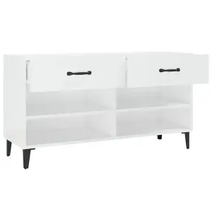 Berkfield Shoe Cabinet High Gloss White 102x35x55 cm Engineered Wood