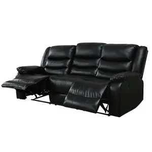 Sorreno Bonded Leather Recliner 3 Seater Sofa In Black