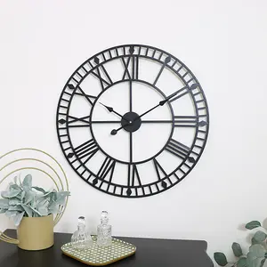 Melody Maison Black Metal Skeleton Clock 60cm x 60cm