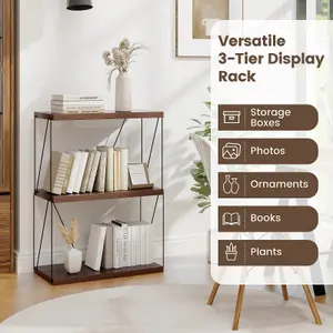 Costway 3-Tier Freestanding Bookshelf 82 cm Display Rack Industrial Storage Shelving Unit