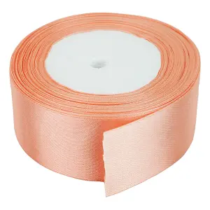 50mm Peach Double Sided Satin Polyester Ribbon Roll, 25 metres