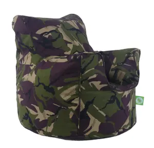 Cotton Green Army Camo Bean Bag Arm Chair Toddler Size