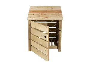 Slatted wooden log store with door W-99cm, H-126cm, D-88cm - natural (light green) finish