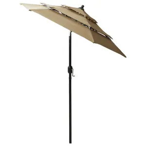 Berkfield 3-Tier Parasol with Aluminium Pole Taupe 2 m