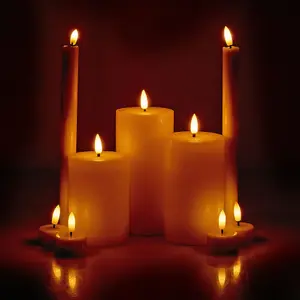 URBNLIVING 15cm Height LED Flameless Flickering Flame Wick Timer Remote Dinner Candle Set of 9