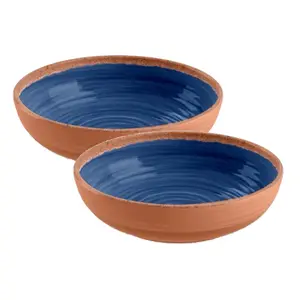 Purely Home Rustic Swirl Indigo Melamine Bowls - Set of 2