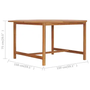 Berkfield Garden Table 150x150x75 cm Solid Teak Wood