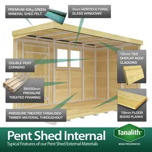 7ft x 4ft Pent Shed - Single Door with Windows