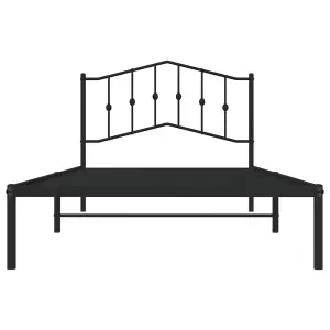 Berkfield Metal Bed Frame without Mattress with Headboard Black 107x203cm