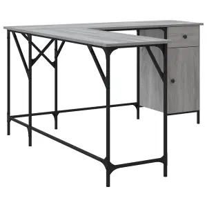 Berkfield Desk Grey Sonoma 141x141x75 cm Engineered Wood