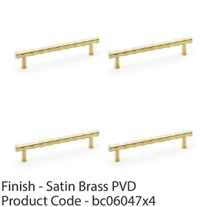 4 PACK - Bamboo T Bar Pull Handle - Satin Brass 160mm Centres SOLID BRASS Drawer Door