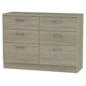 Tenby Ready assembled Matt dark oak effect 6 Drawer Midi Chest of drawers (H)795mm (W)1120mm (D)415mm