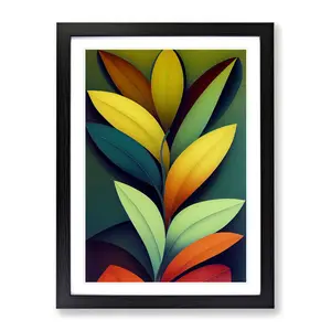 XV1022-2583X Lively Leaves - Single Picture Frame Print Black / 46cm H x 34cm W x 2cm D