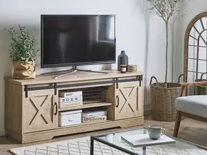 Beliani Rustic TV Stand Light Wood ULAN