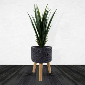 Moon Black Planter with Stand Extra Large