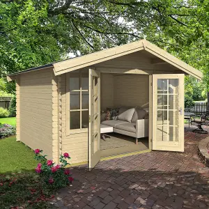 Lasita Osland Robin Log Cabin - 3.3m x 2.8m - Traditional Log Cabin with Overhang Roof