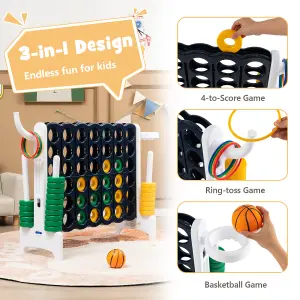 Costway 4-in-A Row Jumbo Indoor Outdoor Family Connect Game w/Basketball Hoop