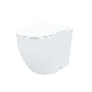 Nes Home Modern Back To Wall Toilet WC Rimless Designed Pan and Soft Close Seat White