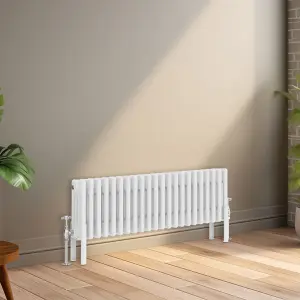 Right Radiators 300x1010 mm Horizontal Traditional 4 Column Cast Iron Style Radiator White