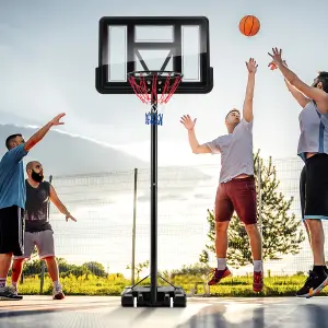 Costway Height Adjustable Basketball Hoop System Wheels & Fillable Base Basketball Goal