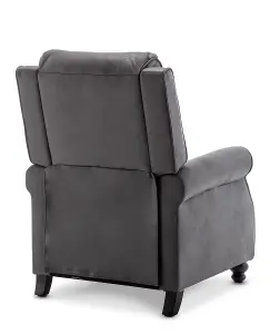 Recliner Manual Chair in Grey Faux Leather Suede