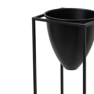 Large Bullet Planter on Frame - Metal - L23 x W23 x H80 cm - Matt Black