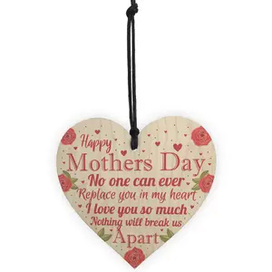 Red Ocean Happy Mothers Day Gift Decorations Mum Gifts Wooden Hanging Heart Sign Mothers Day Gift From A Son Or Daughter