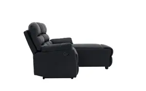 Carter 3 Seater Sofa With Right Hand Chaise and Left Hand Recliner, Black Faux Leather