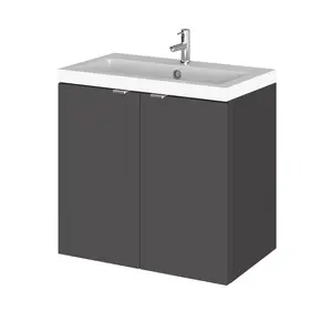 Fusion 600mm Wall Mount Vanity Unit Gloss Grey