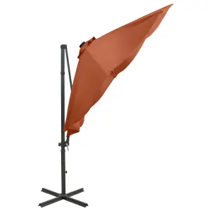 Berkfield Cantilever Umbrella with Pole and LED Lights Terracotta 300 cm