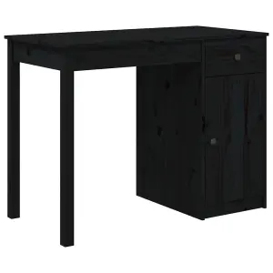 Berkfield Desk Black 100x50x75 cm Solid Wood Pine