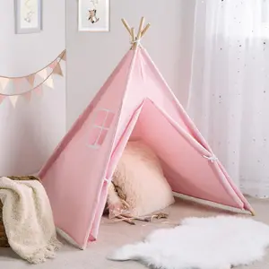 Teepee Play Tent Kids Foldable Sleepover Indoor Childrens Storage, Blush Pink