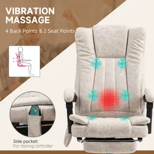 Vinsetto 6-Point Vibrating Heat Massage Chair w/ Microfibre Upholstery Cream