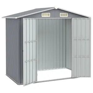 vidaXL Garden Shed 205 x 129 x 183 cm Galvanised Steel Grey