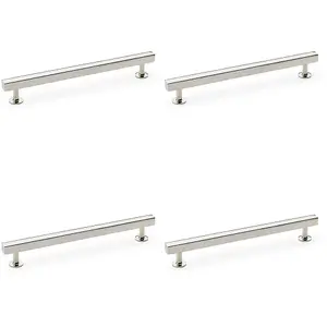 4 PACK - Straight Square Bar Pull Handle Polished Nickel 192mm Centres SOLID BRASS Drawer