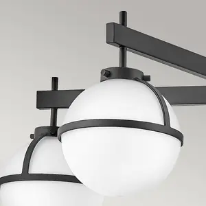 Luminosa Hollis 5 Light Multi Arm Semi Flush Ceiling Lamp, Black IP44