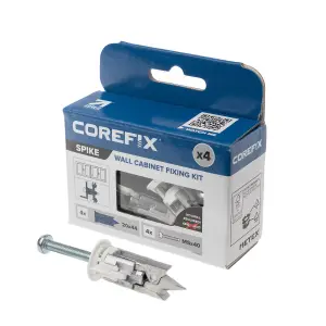 Corefix Spike Wall Cabinet Fixing Kit. Plasterboard. 4pk with M5x40mm screws