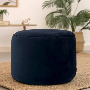 icon Gavrilovic Large Velvet Pouffe Ottoman Dark Blue