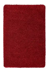 Red Plain , Anti-slip Shaggy Rug Easy to clean Dining Room-67cm X 200cm