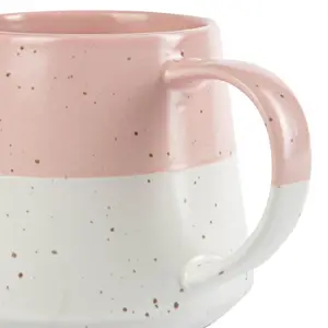 Nicola Spring - Dipped Flecked Stoneware Belly Mugs - 370ml - Dusty Pink - Pack of 4