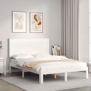 Berkfield Bed Frame with Headboard White 140x200 cm Solid Wood