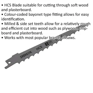 5-Pack 150mm HCS Reciprocating Saw Blades for Wood Cutting