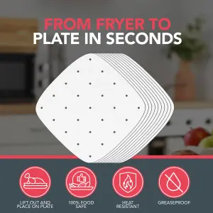 100pk Square Air Fryer Liners Disposable - 8.5 Inch - Perforated Air Fryer Parchment Paper Liners - Air Fryer Paper Liners