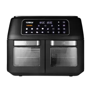 Tower Vortx Vizion Dual Compartment Air Fryer Oven With Digital Touch Panel, 11L, Black