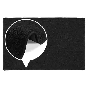 JVL Eden Machine Washable Latex Backed Doormat, 50x80cm,Black