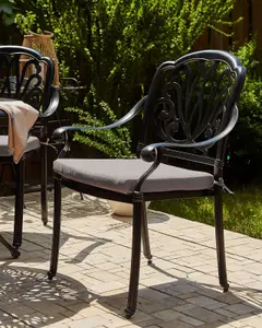 Set of 4 Garden Chairs with Cushions ANCONA Metal Black