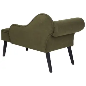 Left Hand Fabric Chaise Lounge Olive Green BIARRITZ